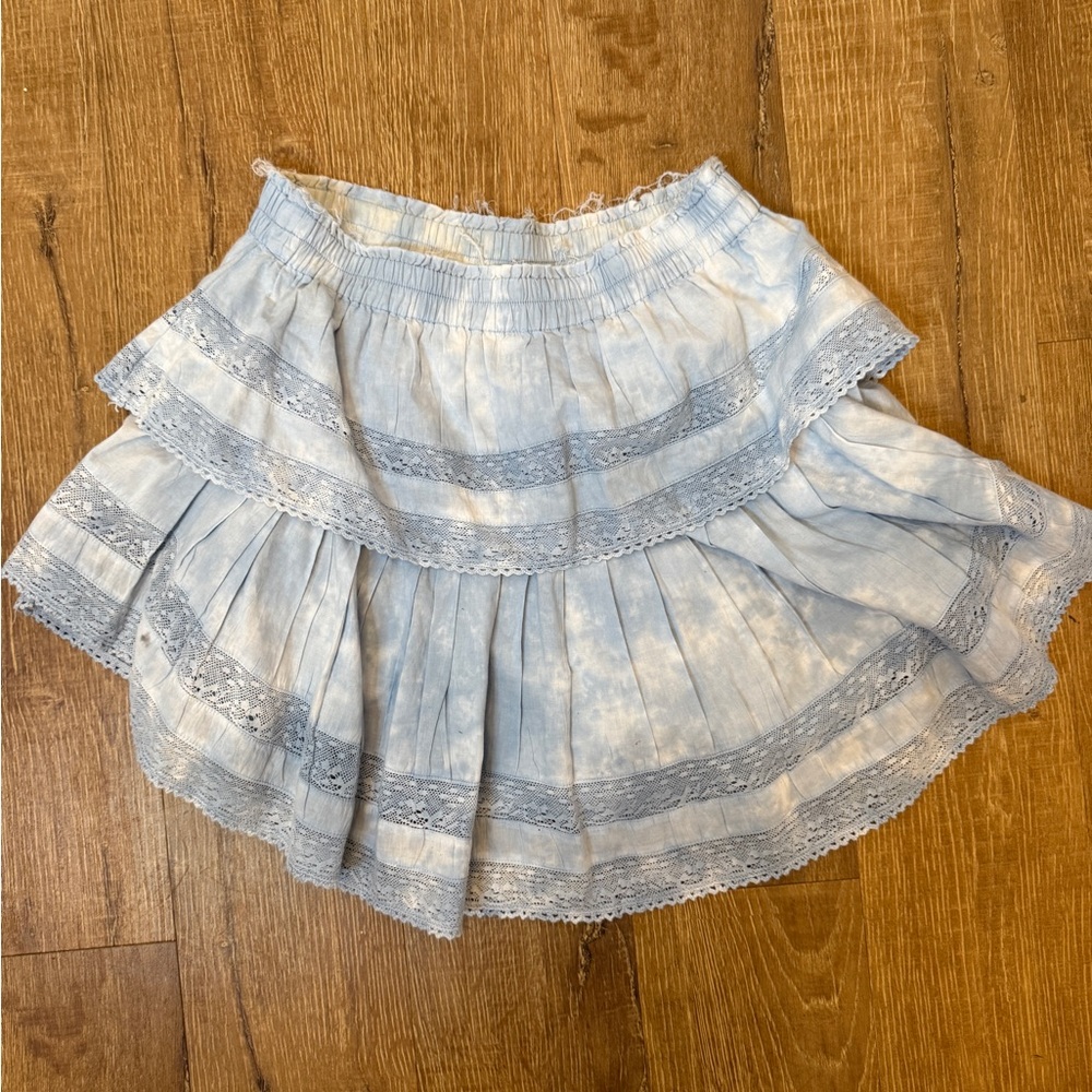 LoveShackFancy Blue Lace Skirt